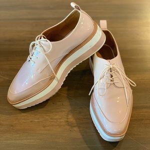 Zara Nude Patent Platform Oxford Shoe